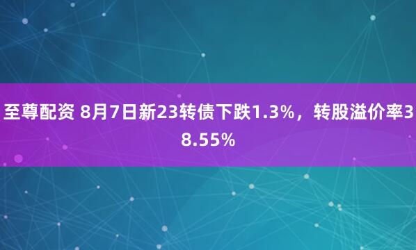 至尊配资 8月7日新23转债下跌1.3%，转股溢价率38.55%